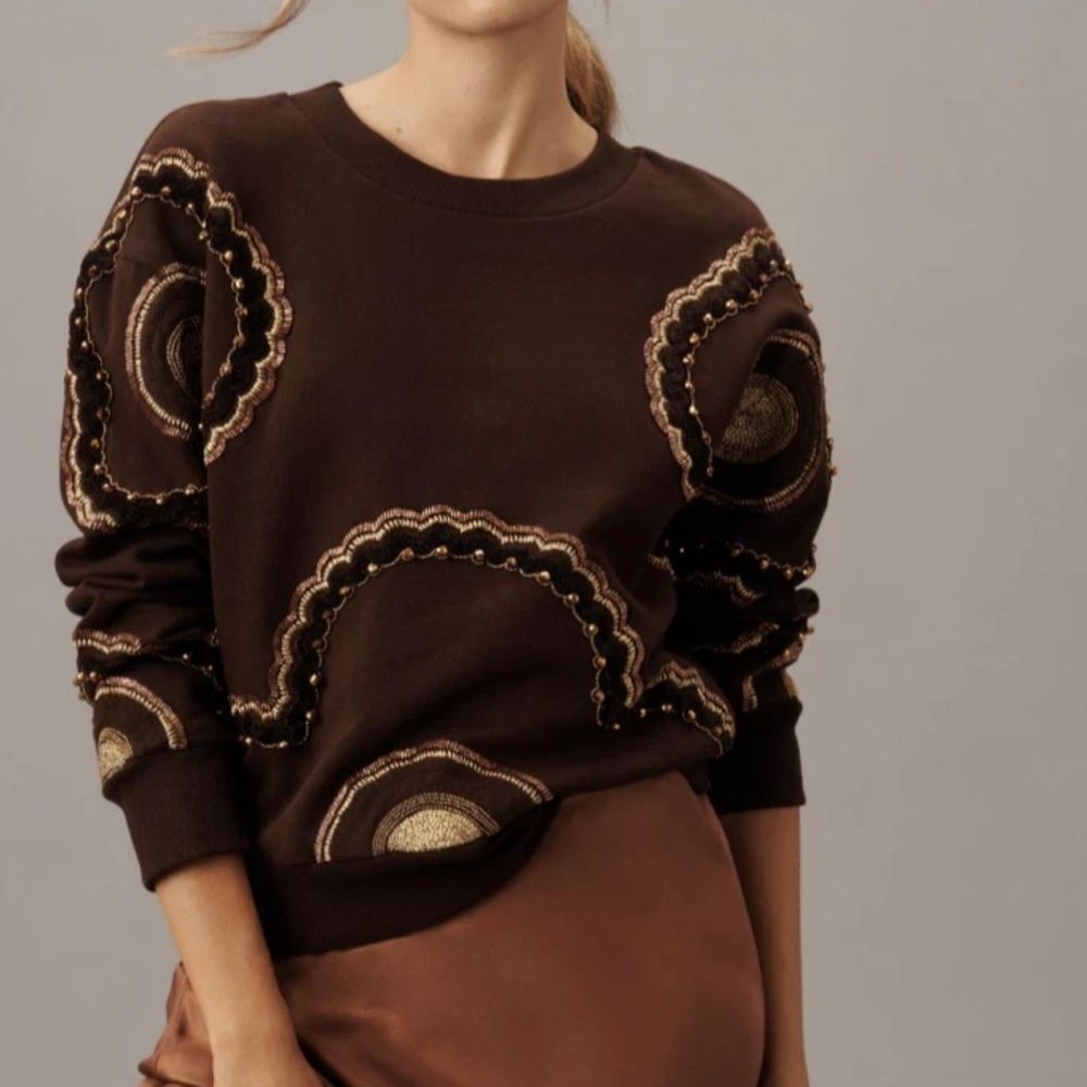 Anthropologie Ollari Gold Accent Sweatshirt